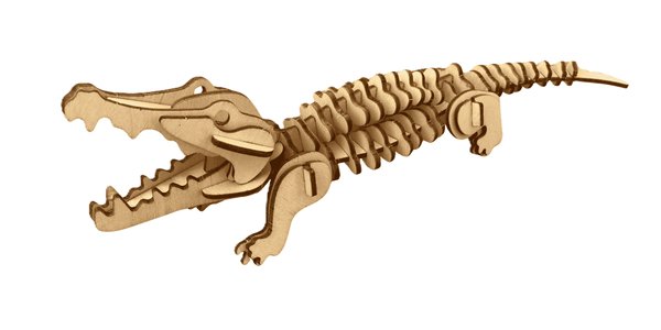 Laser-Cut 58-piece Alligator 3D Wooden Puzzle
