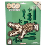 Laser-Cut 58-piece Alligator 3D Wooden Puzzle