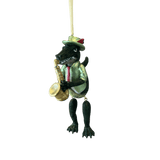 Sax Player Top Hat Gator Ornament w/ Moving Legs -- Multiple Colors