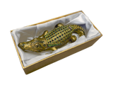 Gilded Alligator Trinket Box - Bronze and Green