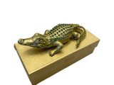 Gilded Alligator Trinket Box - Bronze and Green