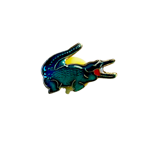 Green Enamel Alligator Hat or Lapel Pin 1"