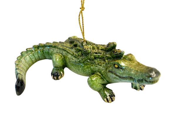 Mama Gator w/ Hatchlings Ceramic Ornament