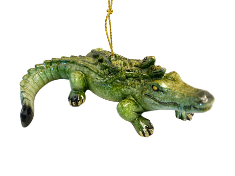 Mama Gator w/ Hatchlings Ceramic Ornament