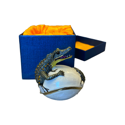Hatching Alligator Egg Jewelry Box - Natural Color