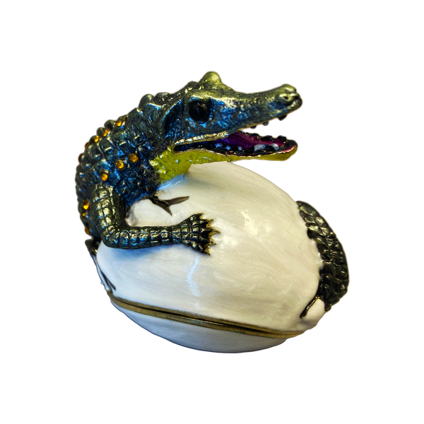 Hatching Alligator Egg Jewelry Box - Natural Color