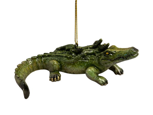 Mama Gator w/ Hatchlings Ceramic Ornament