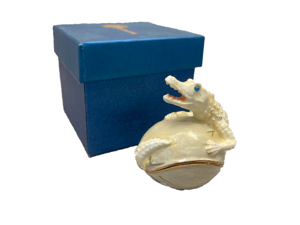 Hatching Alligator Egg Jewelry Box - Albino Alligator