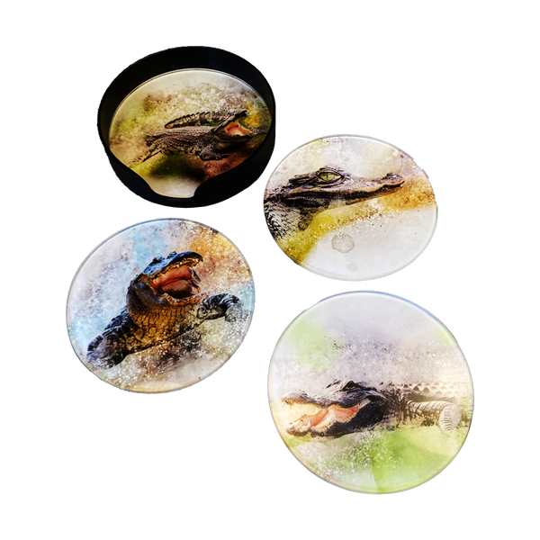 Glass Gator Coasters (Set of 4)