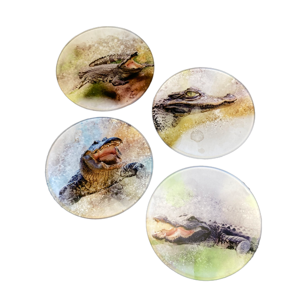 Glass Gator Coasters (Set of 4)