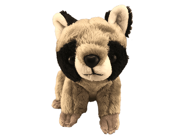 gray raccoon plush toy