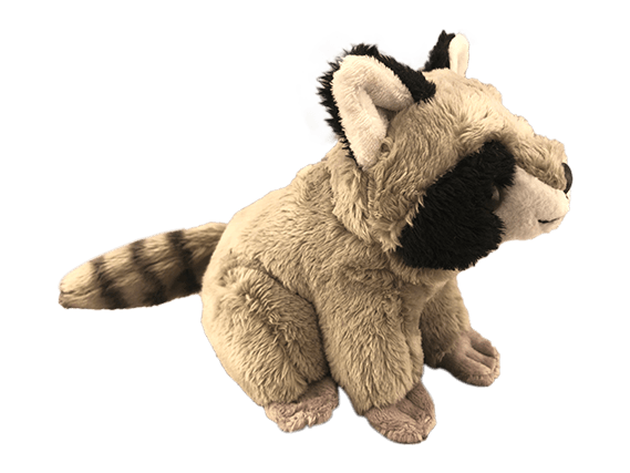 gray raccoon plush toy