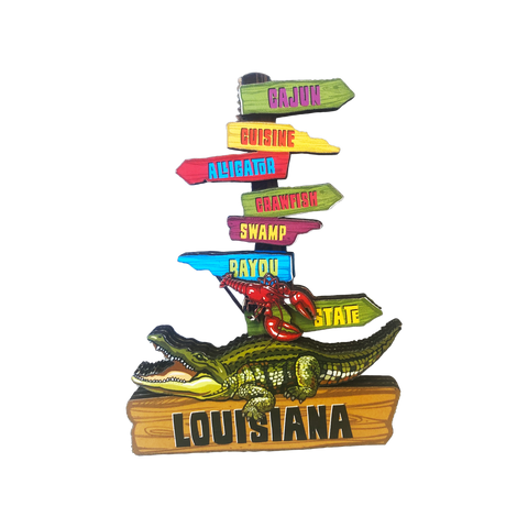 Louisiana Alligator Colorful Signpost Magnet