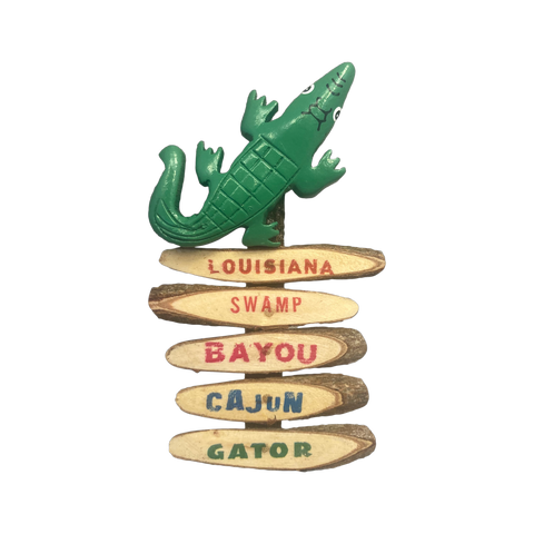 Louisiana Alligator Wooden Signpost Magnet