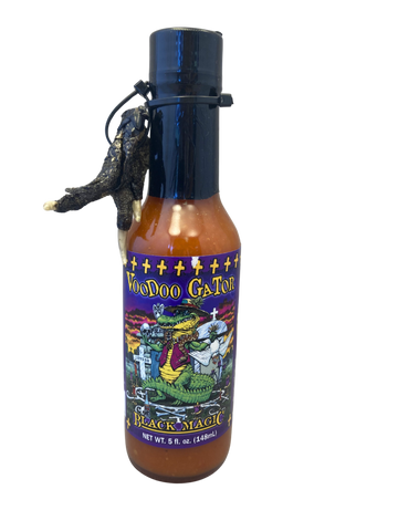 Voodoo Gator Black Magic Cayenne Hot Sauce 5 oz. with Lucky Alligator Foot