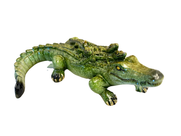 Mama Gator w/ Hatchlings Ceramic Figurine