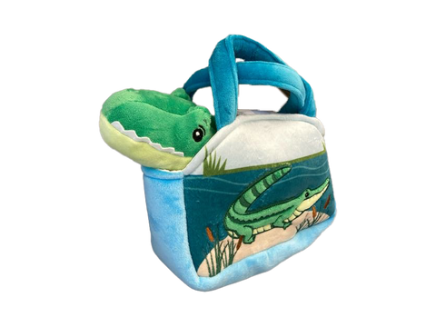 Happy Plush Gator in Embroidered Purse