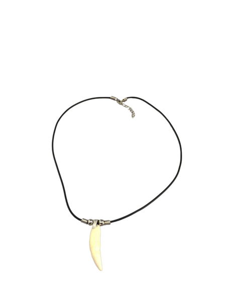 Drilled alligator tooth necklace