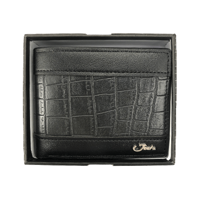 crocodile leather black brown wallet