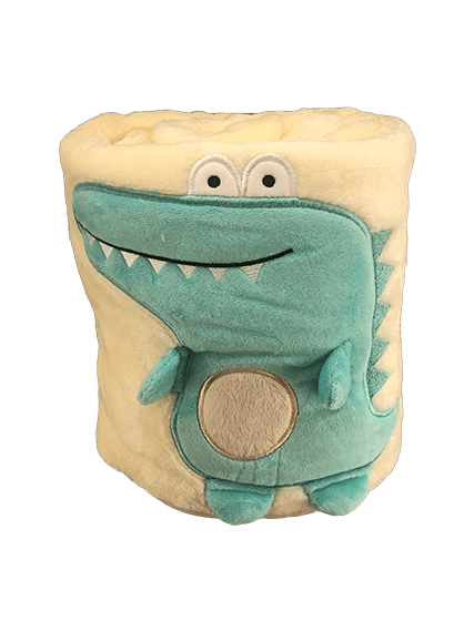 beige soft fold-up blanket with alligator