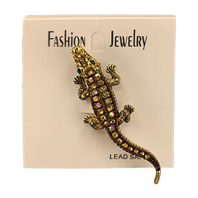 striped sequined alligator pin