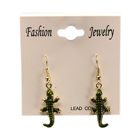 green alligator charm earrings