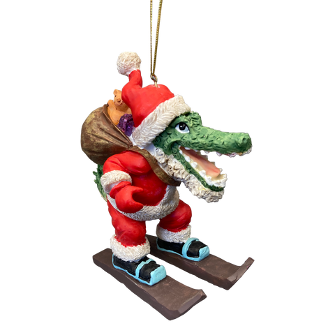 Skiing Santa Gator Ornament