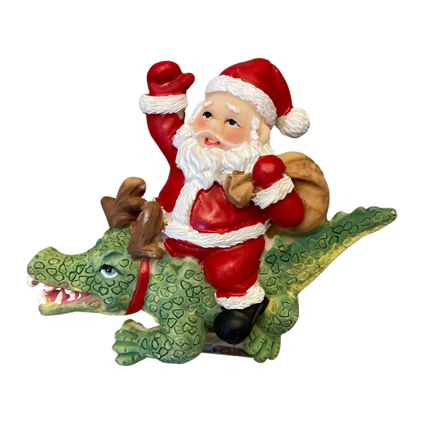 Santa Riding Alligator Magnet w/ Clip