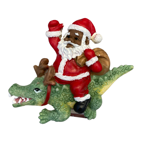 Santa Riding Alligator Magnet w/ Clip