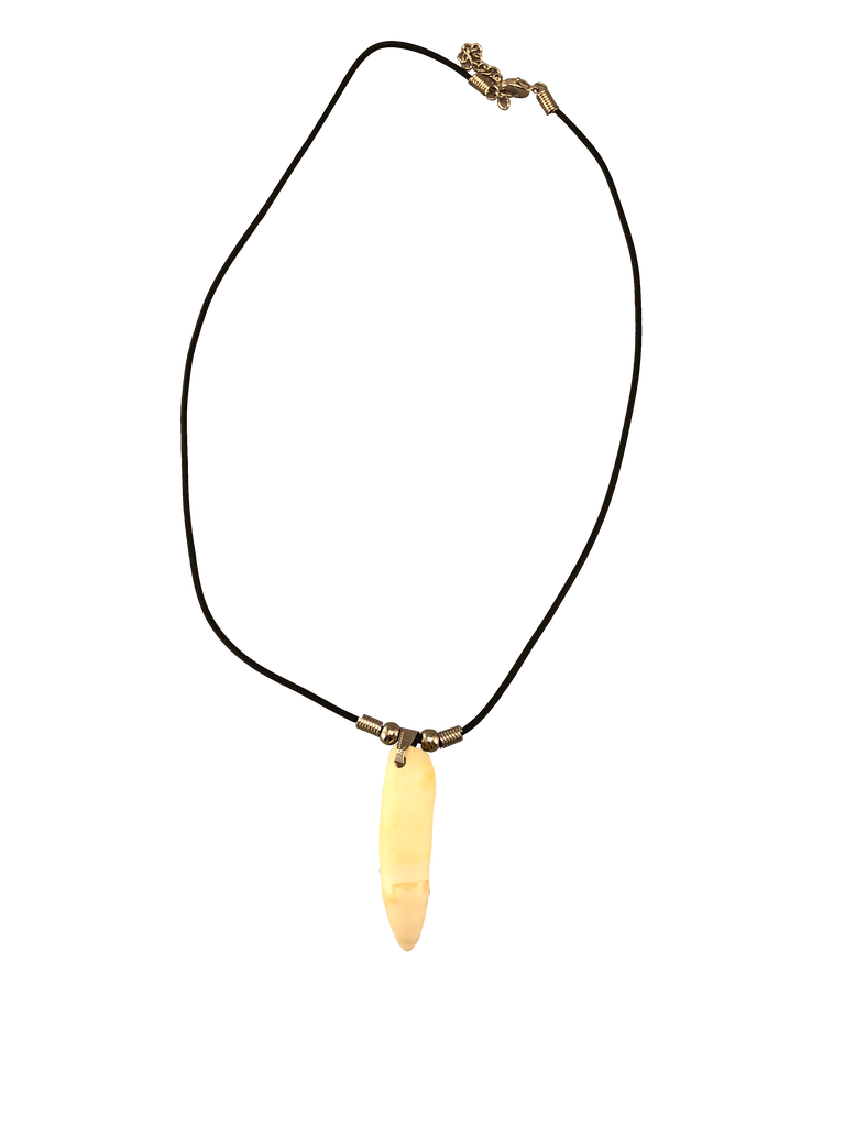 Mastodon Bone Beaded Necklace w/Dinosaur Teeth. in United States