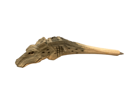 Hand-Carved Wooden Alligator Pen
