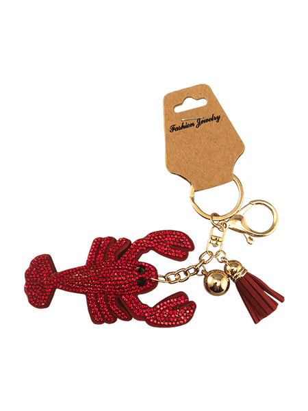 red crawfish charm keychain