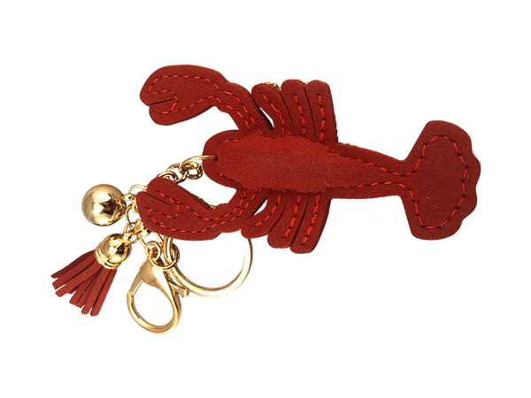 red crawfish charm keychain
