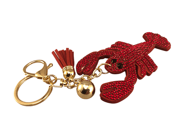 red crawfish charm keychain