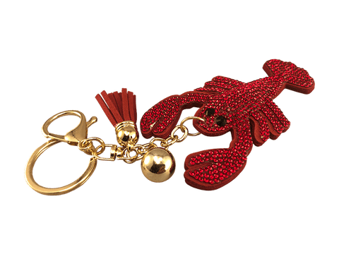 red crawfish charm keychain