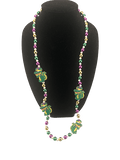 tri-color Mardi Gras beads jester alligator
