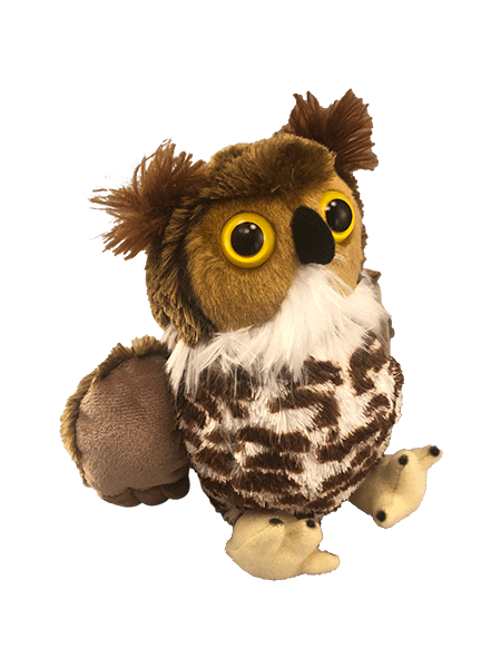 brown and white plush owl toy