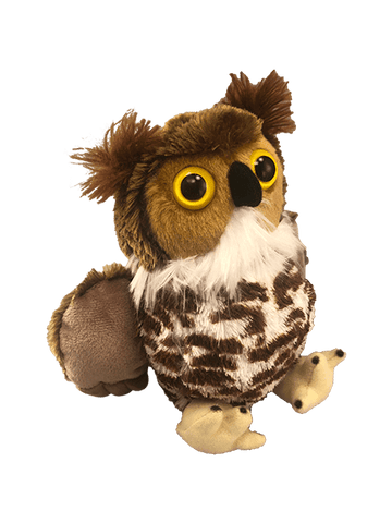 brown and white plush owl toy