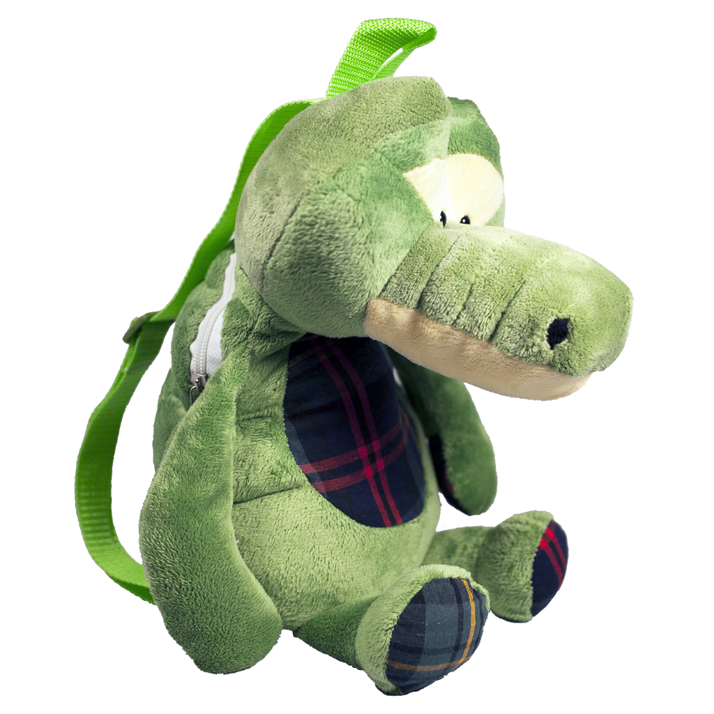 Puzzled Stylish Plush Backpack, Alligator