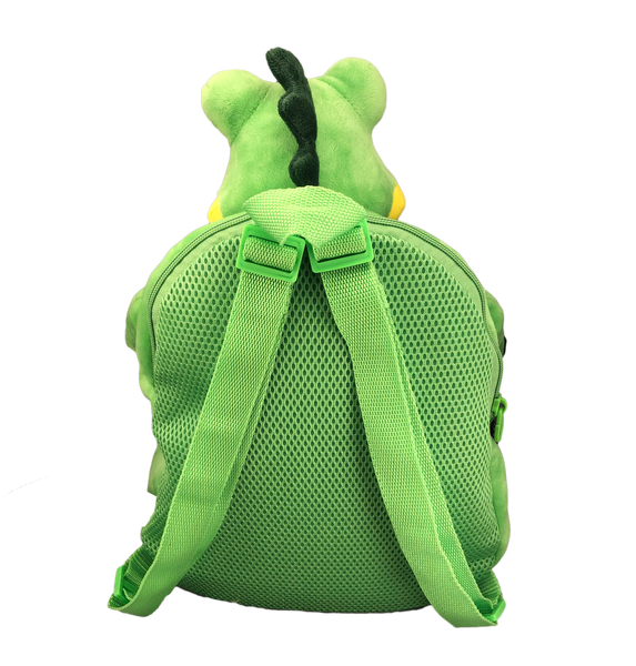 Green gator backpack with gold sequins