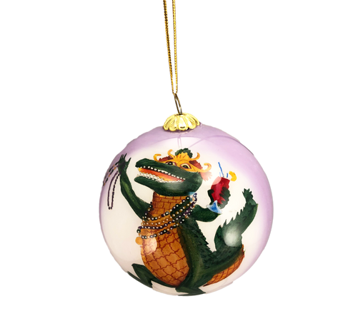 ball ornament with alligator & crawfish