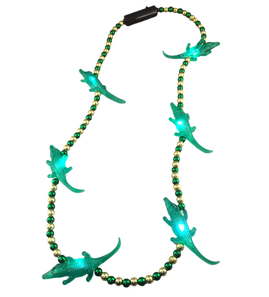 Lit Mardi-gator beads