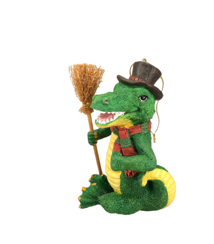 alligator top hat broom ornament
