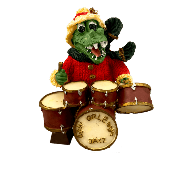 santa alligator drums ornament