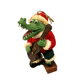 santa alligator guitar ornament