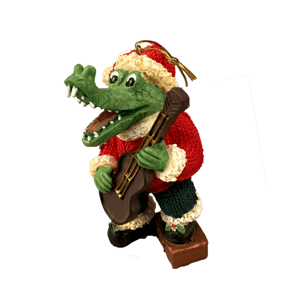 santa alligator guitar ornament