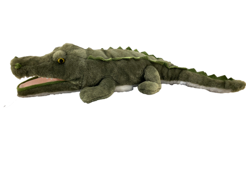 Lifelike green alligator hand puppet