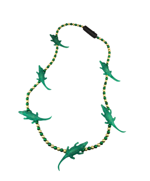 Lit Mardi-gator beads