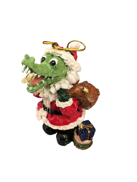 santa alligator ornament presents