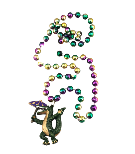Second line gator Mardi Gras Beads
